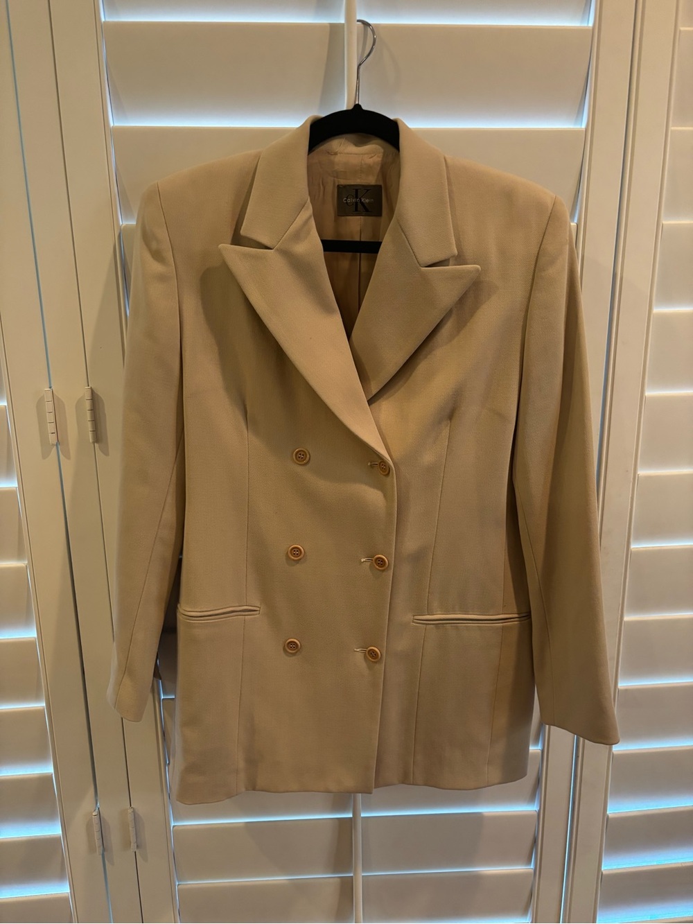 Calvin Klein Double-Breasted Light Beige Blazer